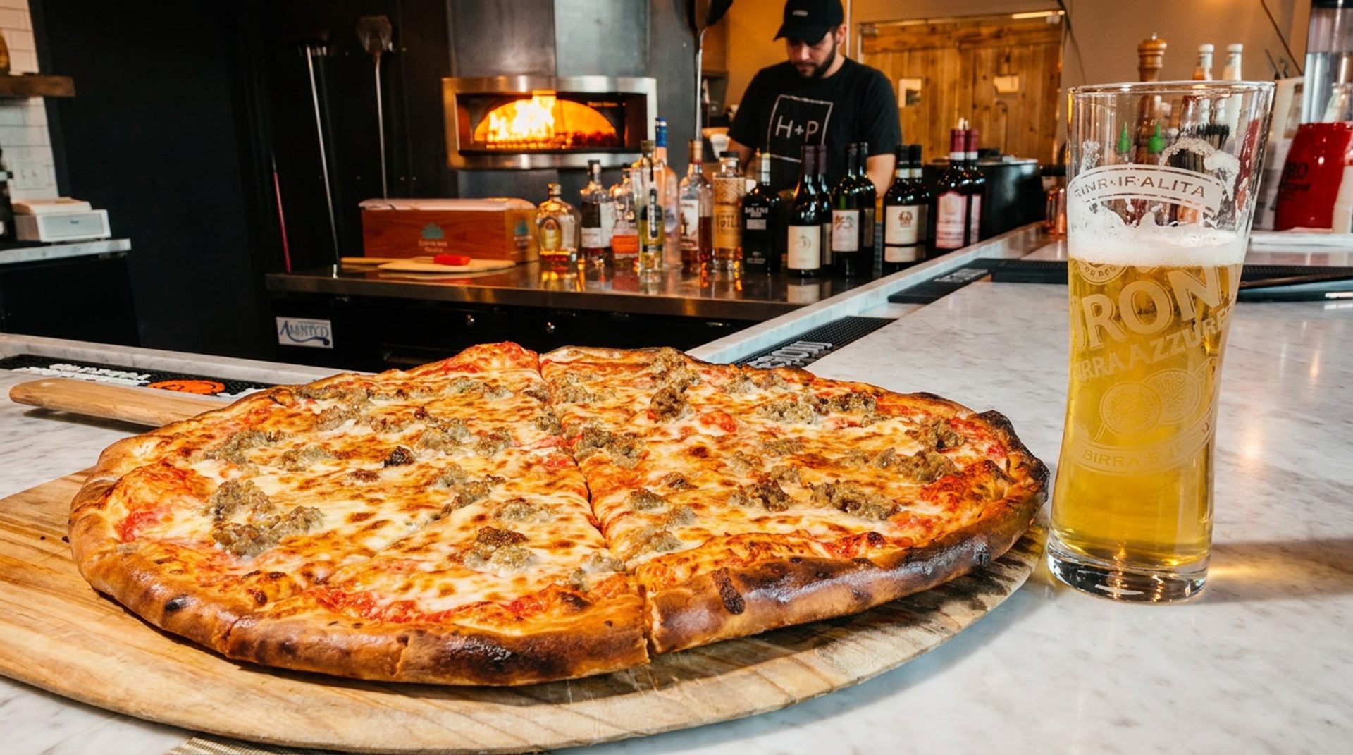 The sausage pizza